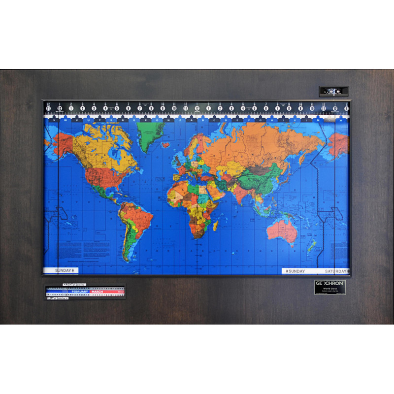 Geochron Kilburg original con auténtica madera noble con acabado Espresso con listones decorativos en negro