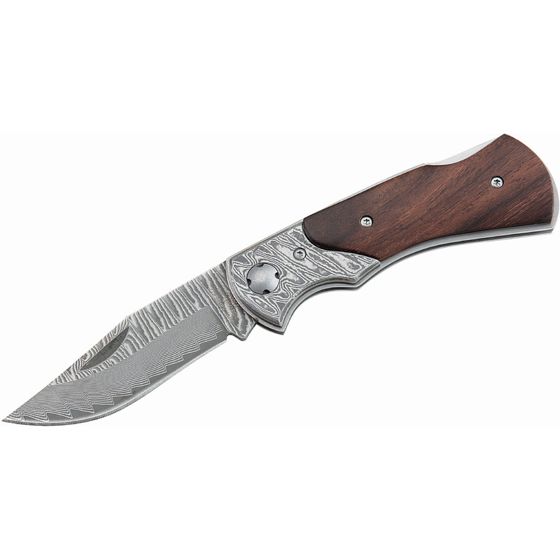 Herbertz Cuchillos Cuchillo de bolsillo de Damasco, mango de madera, nº 210110