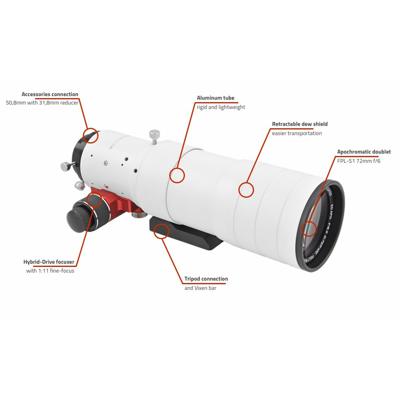 PrimaLuceLab Refractor apocromático AP 72/430 ED Airy OTA