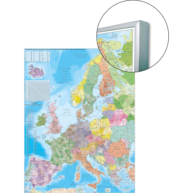 Stiefel Europa, mapa de códigos postales sobre lámina para clavar y magnético