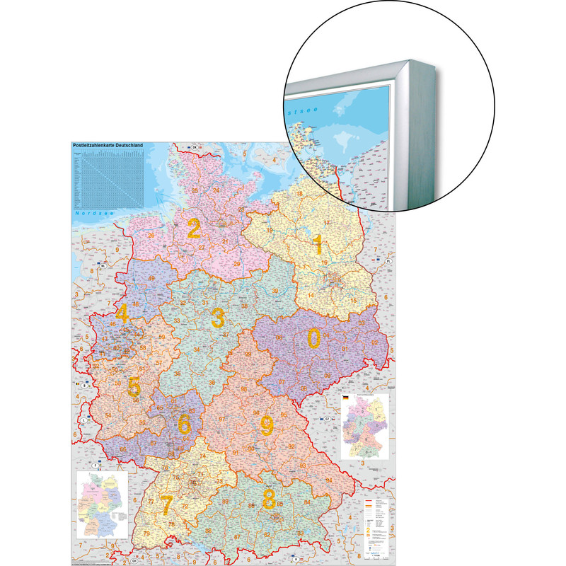 Stiefel Alemania, mapa de códigos postales para clavar y magnético