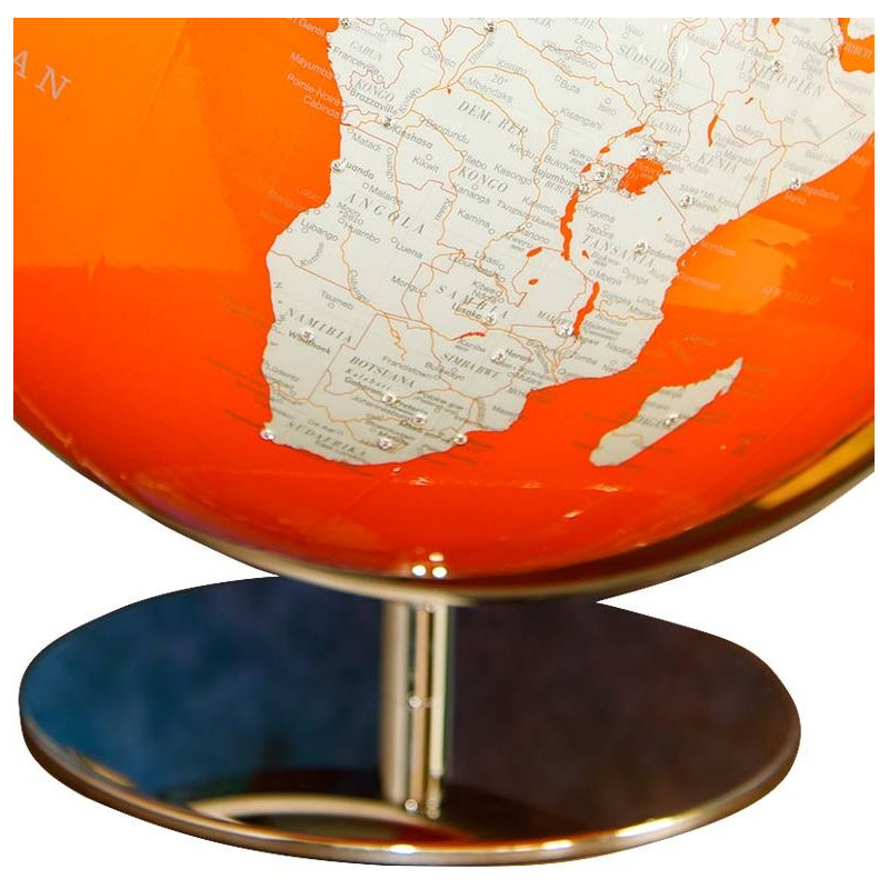 Columbus Globo terráqueo Artline orange Swarovski Zirkonia 34cm