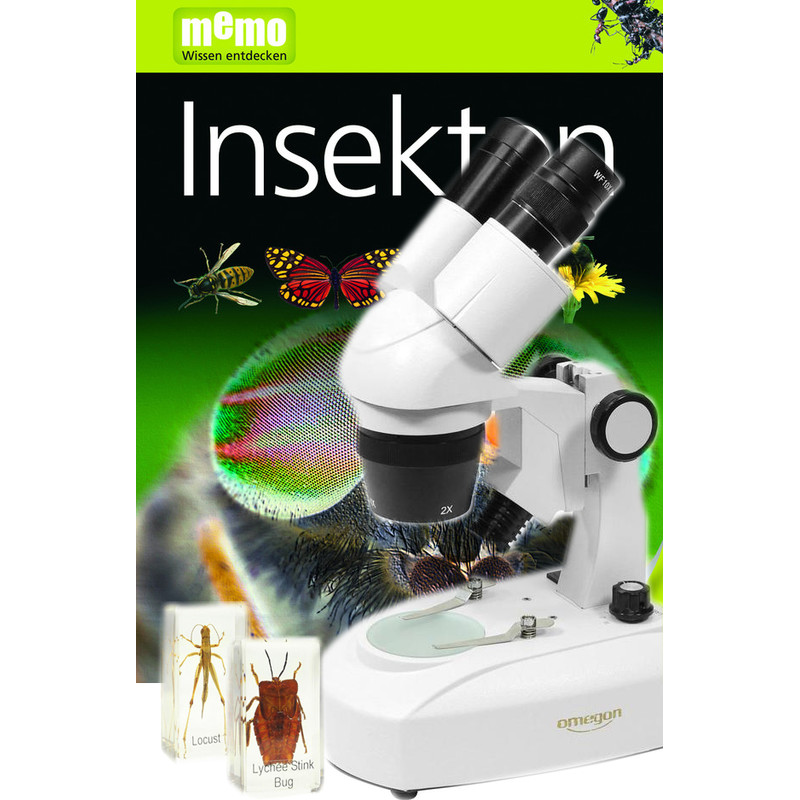 Omegon Microscopio estereo StereoView, 80x, LED, juego de insectos