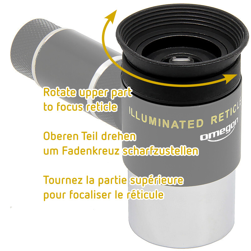 Omegon Oculares con retículo Ocular reticulado de 12 mm retroiluminado