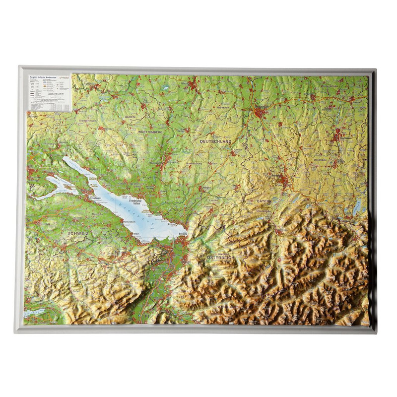 Georelief Algovia, lago Constanza, pequeño, mapa en relieve 3D