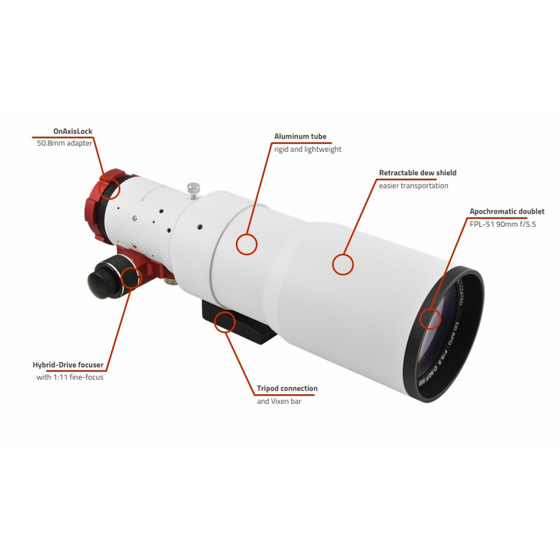 PrimaLuceLab Refractor apocromático AP 90/500 Airy ED90 OTA