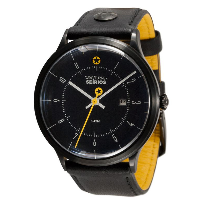 DayeTurner Reloj de caballero analógico SEIRIOS, negro - cuero negro