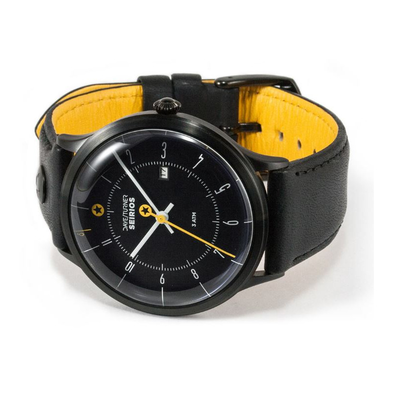 DayeTurner Reloj de caballero analógico SEIRIOS, negro - cuero negro