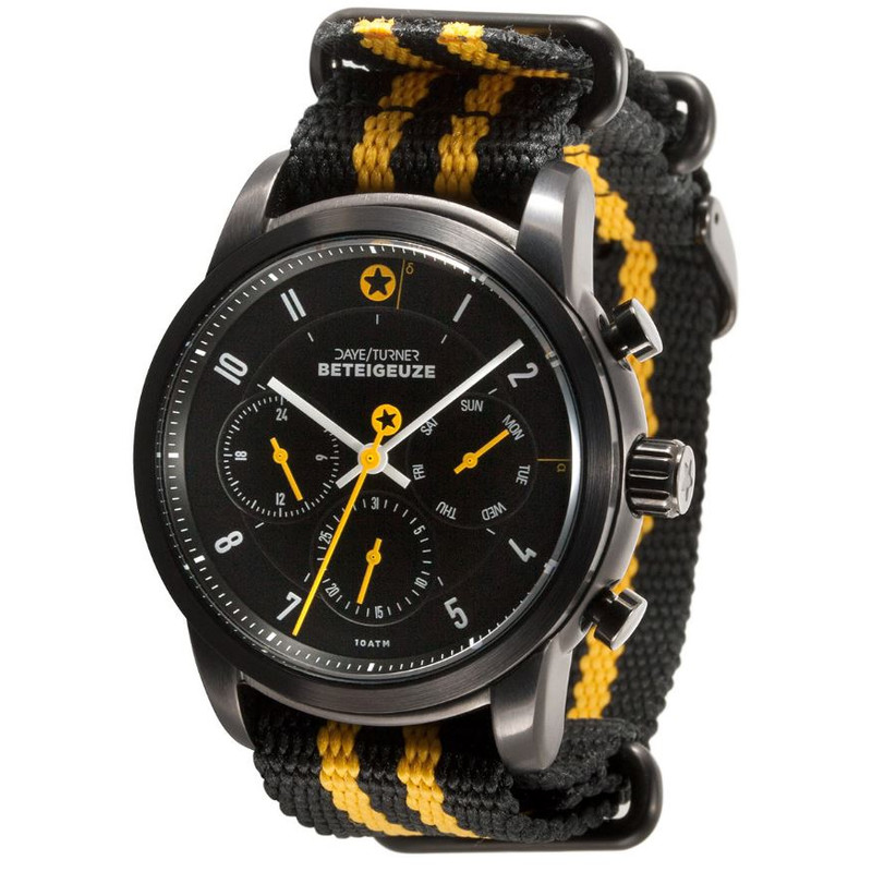 DayeTurner Reloj de caballero BETEIGEUZE analógico plata - nailon negro/amarillo