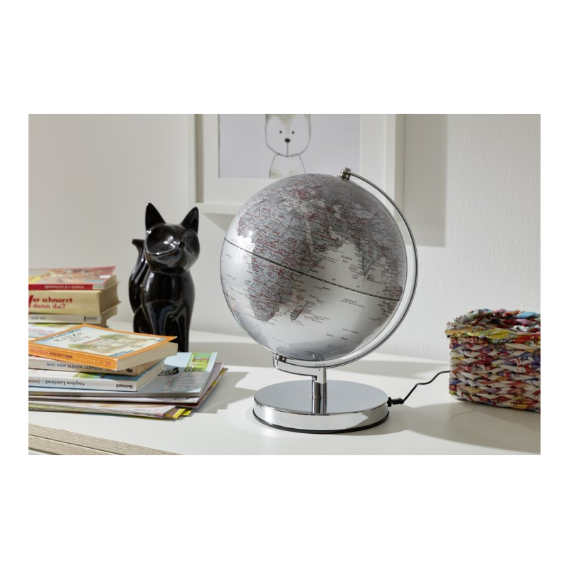 TROIKA Globo terráqueo Terra Silver Light 25cm