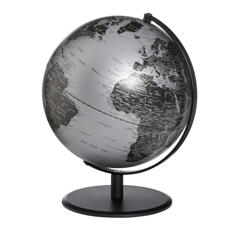 TROIKA Globo terráqueo Pluto Matt Silver 25cm