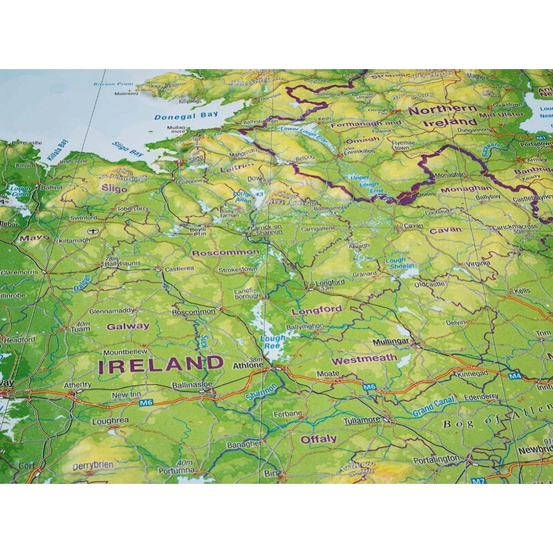 Georelief Gran Bretaña, grande, mapa en relieve 3D