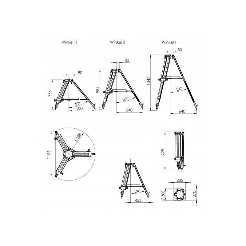 Berlebach Trípode PLANET con repisa 37cm para Losmandy G11/8