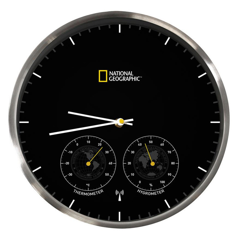 National Geographic Reloj de pared con termómetro e higrómetro