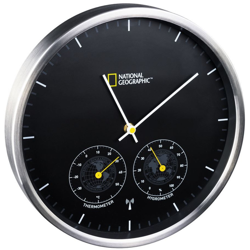 National Geographic Reloj de pared con termómetro e higrómetro