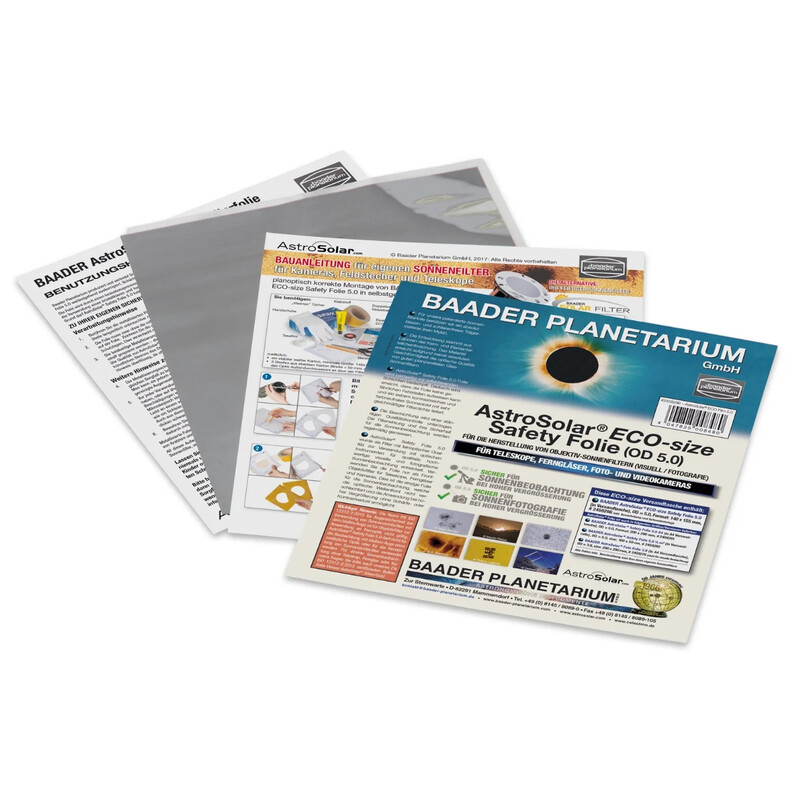 Baader Lámina filtrante Filterfolie AstroSolar® ECO-size Safety Folie OD 5.0, 140x155 mm