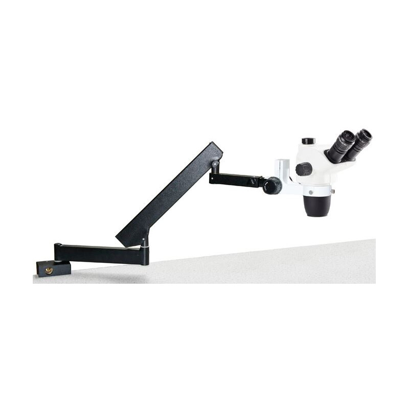 Microscopio stereo zoom Euromex NZ.1703-AP, NexiusZoom EVO, 6,5x a 55x, brazo articulado con pinza de mesa, sin iluminación, trino