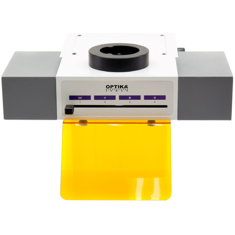 Optika Acople de fluorescencia M-1031, 4 posiciones, LED, filtro azul y verde (FITC & TRITC)