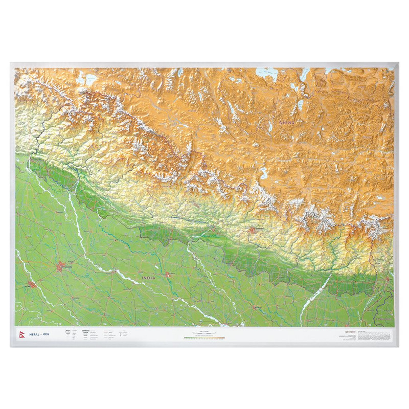 Georelief Mapa regional Nepal, grande, 3D