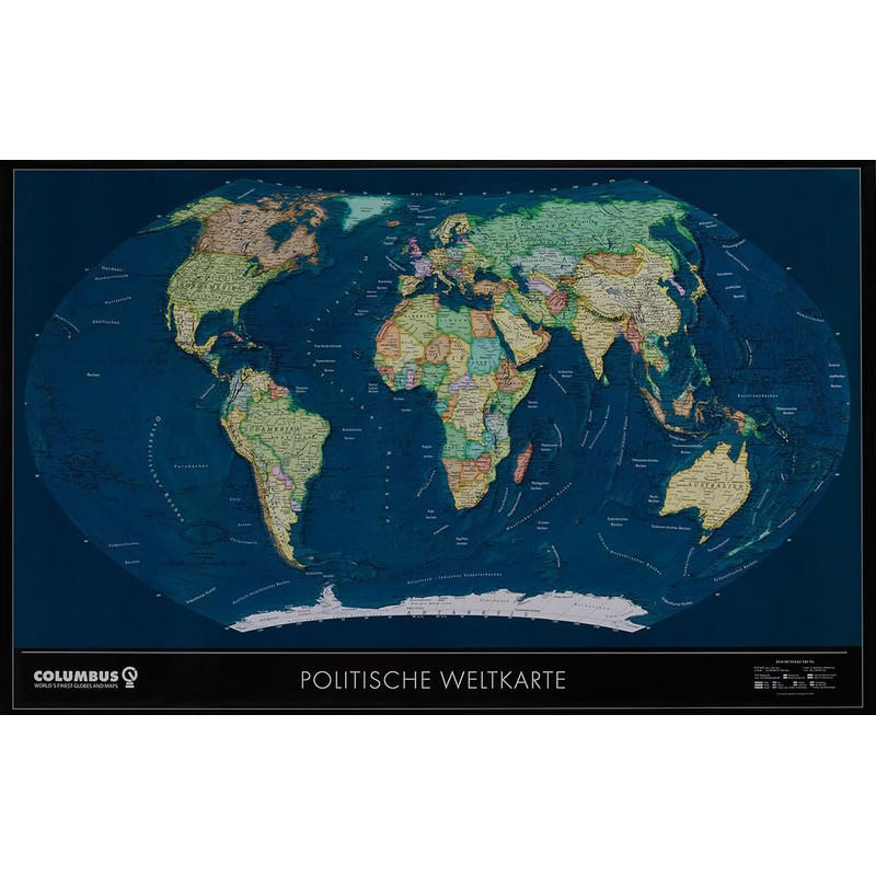 Columbus Mapamundi Mapa del mundo por satélite, compatible con OID (mediano)