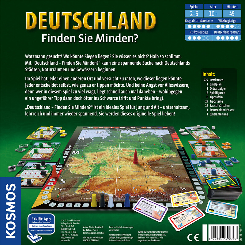 Kosmos Verlag Deutschland - Finden Sie Minden? ("Alemania, ¿dónde está Minden?"), juego de editorial Kosmos