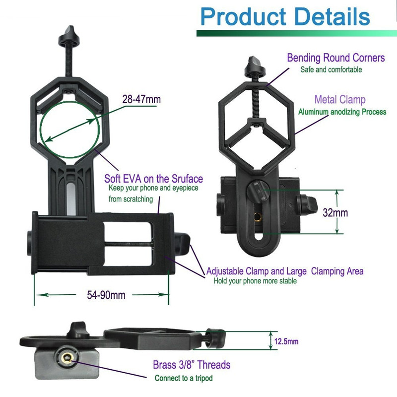 ASToptics Adaptador para smartphone para telescopio/catalejo