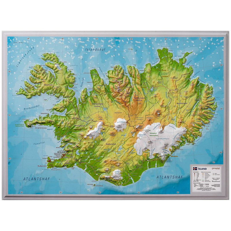 Georelief Islandia (pequeño), mapa en relieve 3D