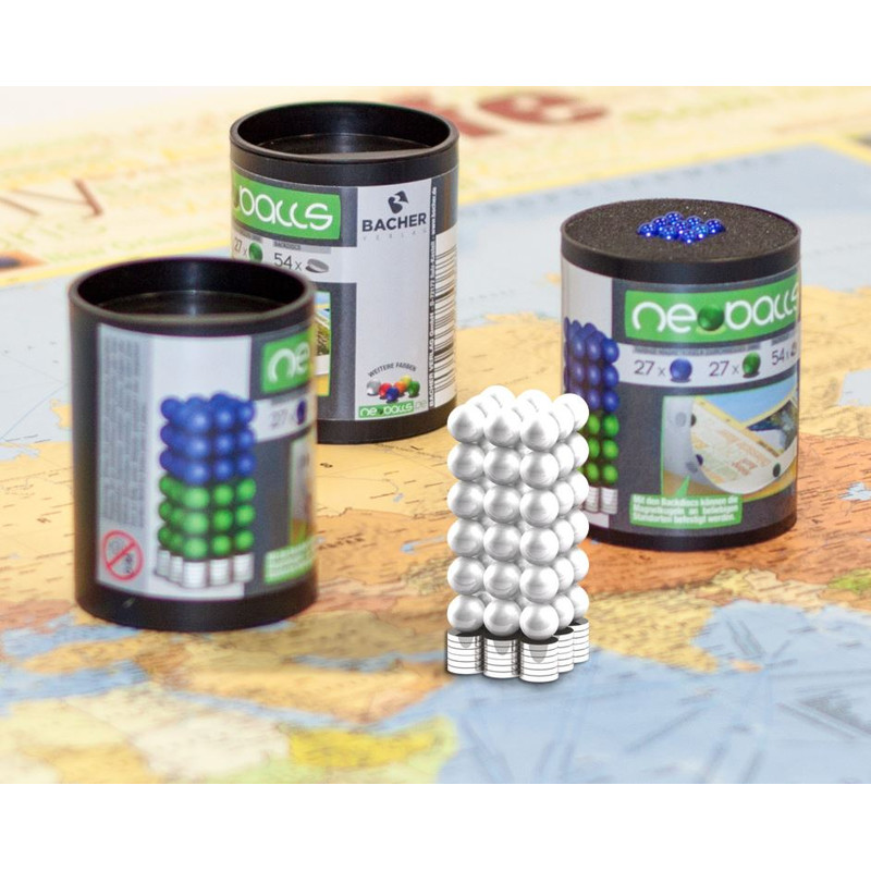 Bacher Verlag Juego de bolas magnéticas Neoballs 54 piezas plata
