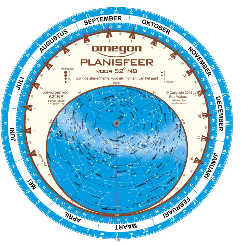 Omegon Mapa estelar Planisferio 25 cm / 52°