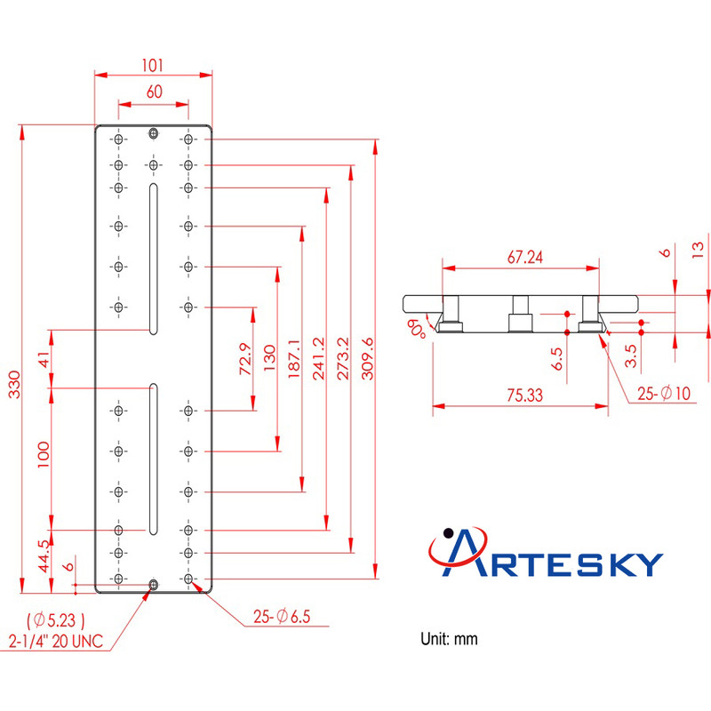 Artesky Placa montaje Losmandy-Style 330mm