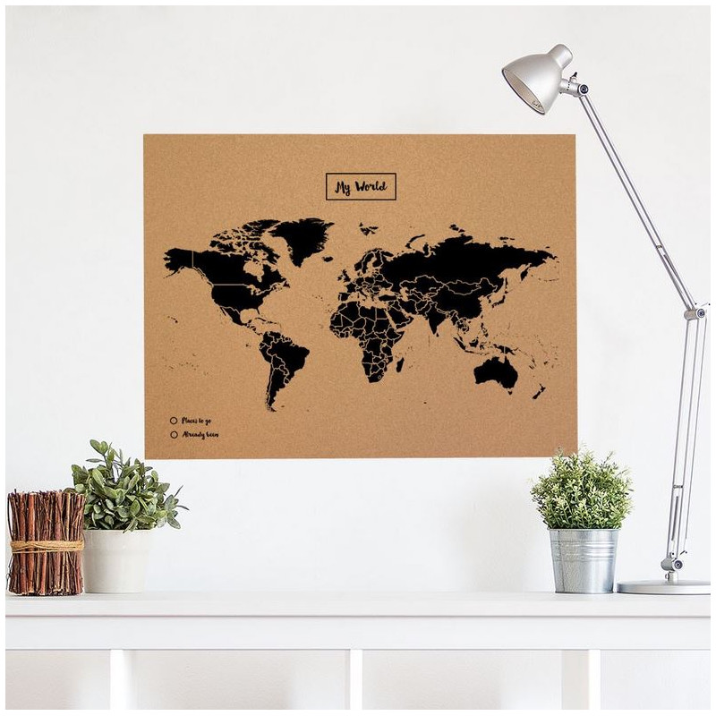 Miss Wood Mapamundi Woody Map Natural Cork XL black