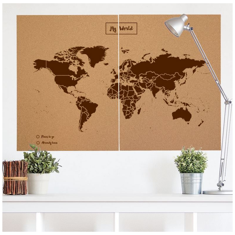 Miss Wood Mapamundi Woody Map Natural Cork XXL brown