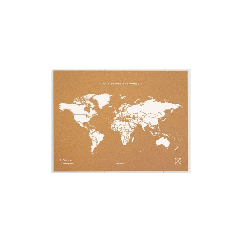 Miss Wood Mapamundi Woody Map Natural Cork XL white