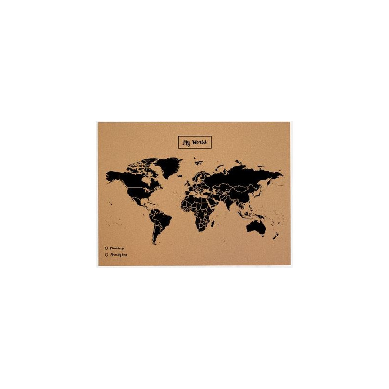 Miss Wood Mapamundi Woody Map Natural Cork L black