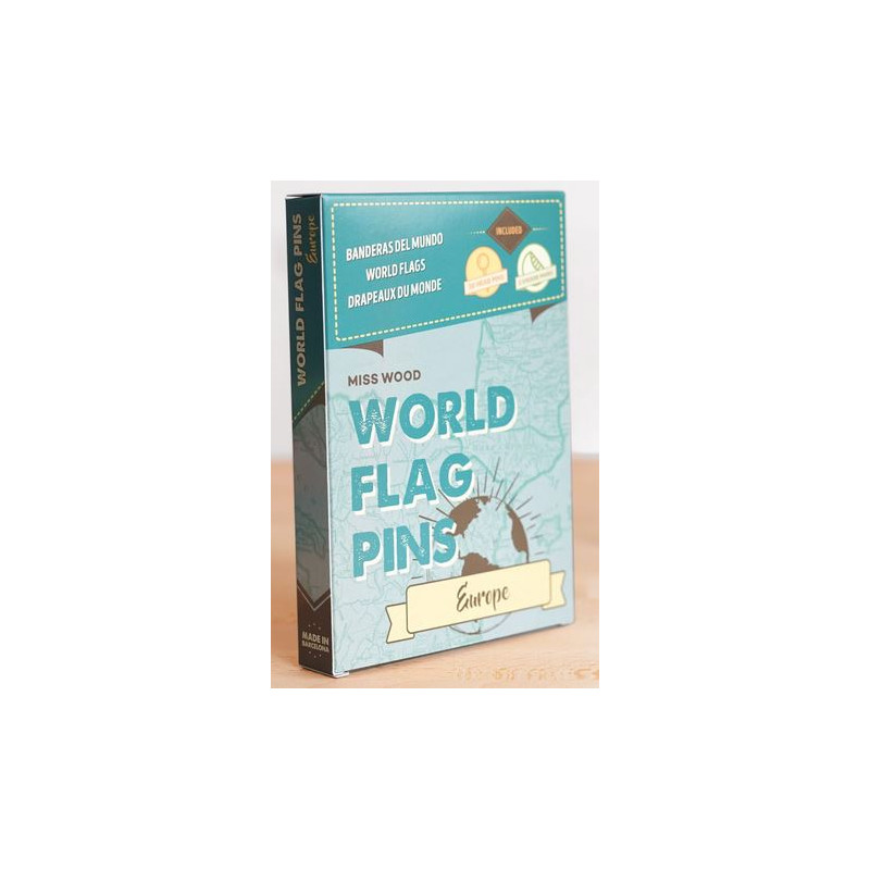 Miss Wood Flags Banderitas de los paises europeas 25 piezas