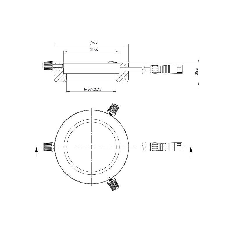 StarLight Opto-Electronics RL4-66-S4 R, segmento, rojo (620 nm), Ø 66mm