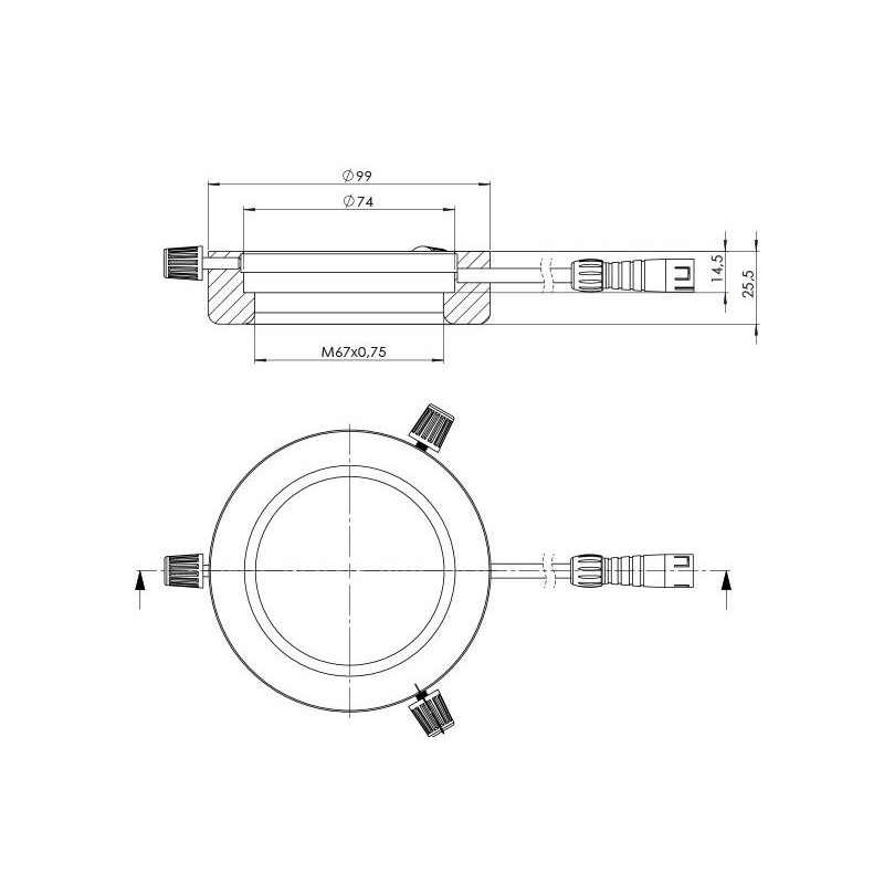 StarLight Opto-Electronics RL4-74-S4 PW,  segment., pur-weiß (6.500 K), Ø 74mm