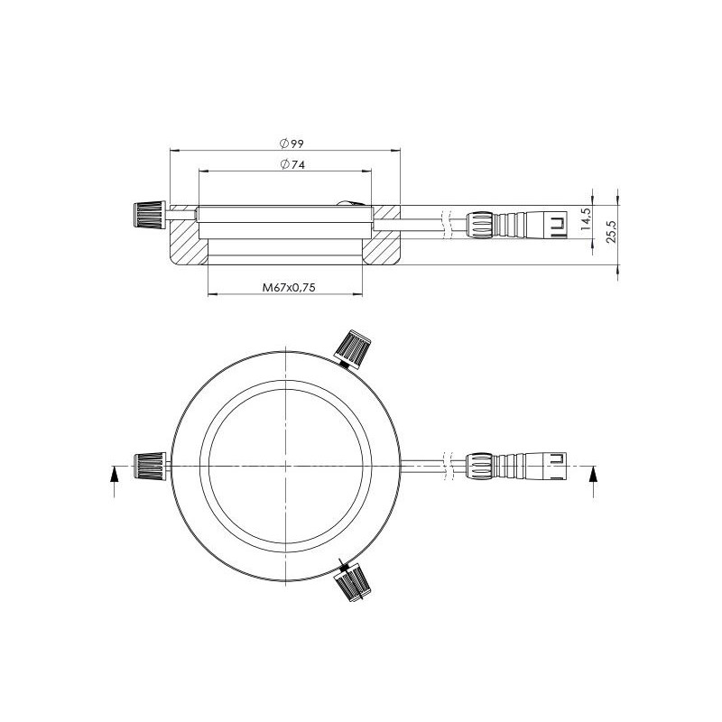 StarLight Opto-Electronics RL4-74-S4 R, segmento, rojo (620 nm), Ø 74mm