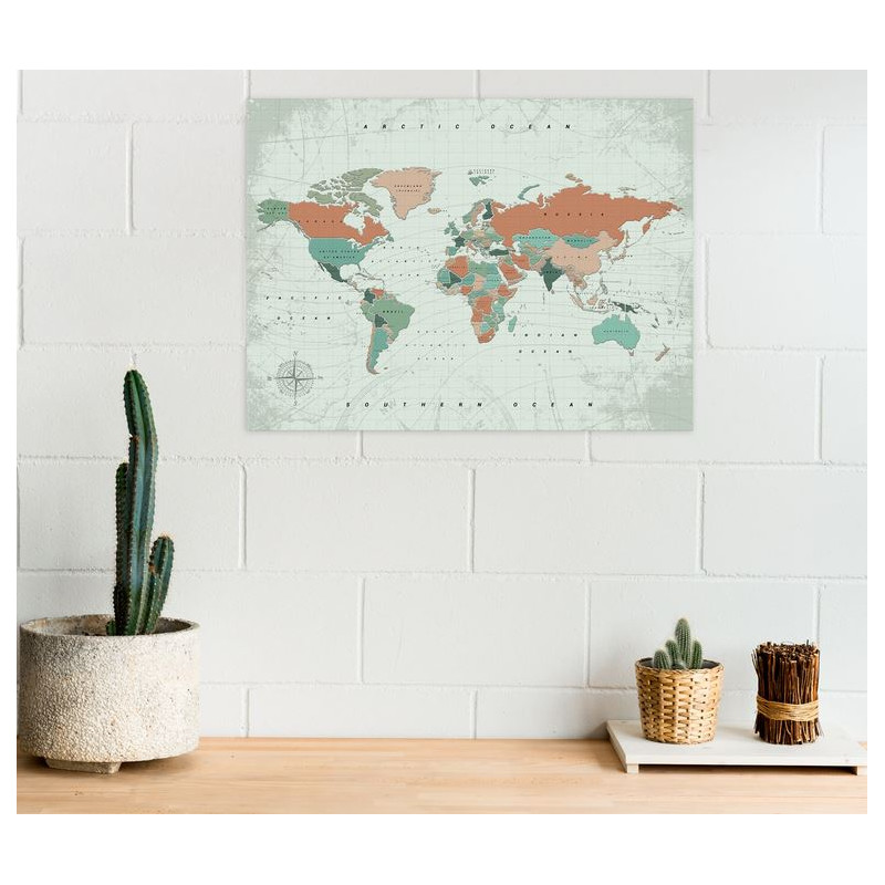 Miss Wood Mapamundi Woody Map Watercolor Terracotta L