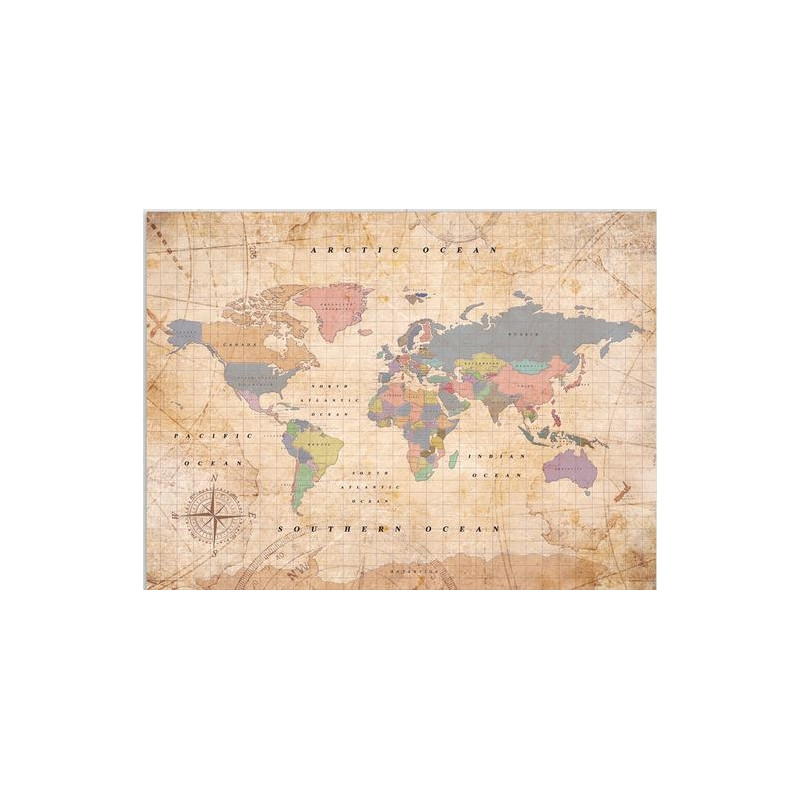 Miss Wood Mapamundi Mapa Woody Acuarela Vieja Escuela XL