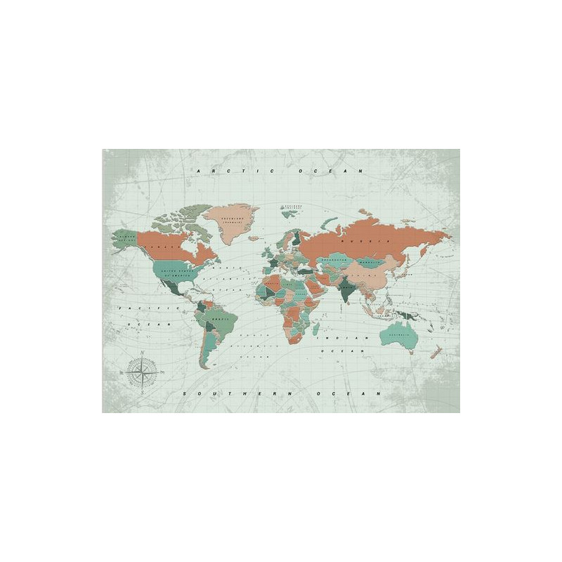 Miss Wood Mapamundi Mapa Woody Acuarela Terracota XL