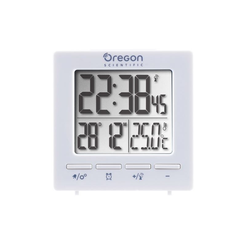Oregon Scientific Estación meteorológica Despertador radiocontrolado con indicación de la temperatura ambiente blanco