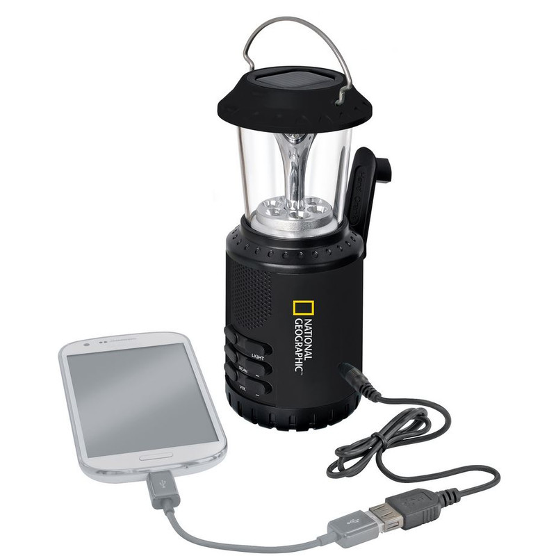 National Geographic Farol solar de camping con radio