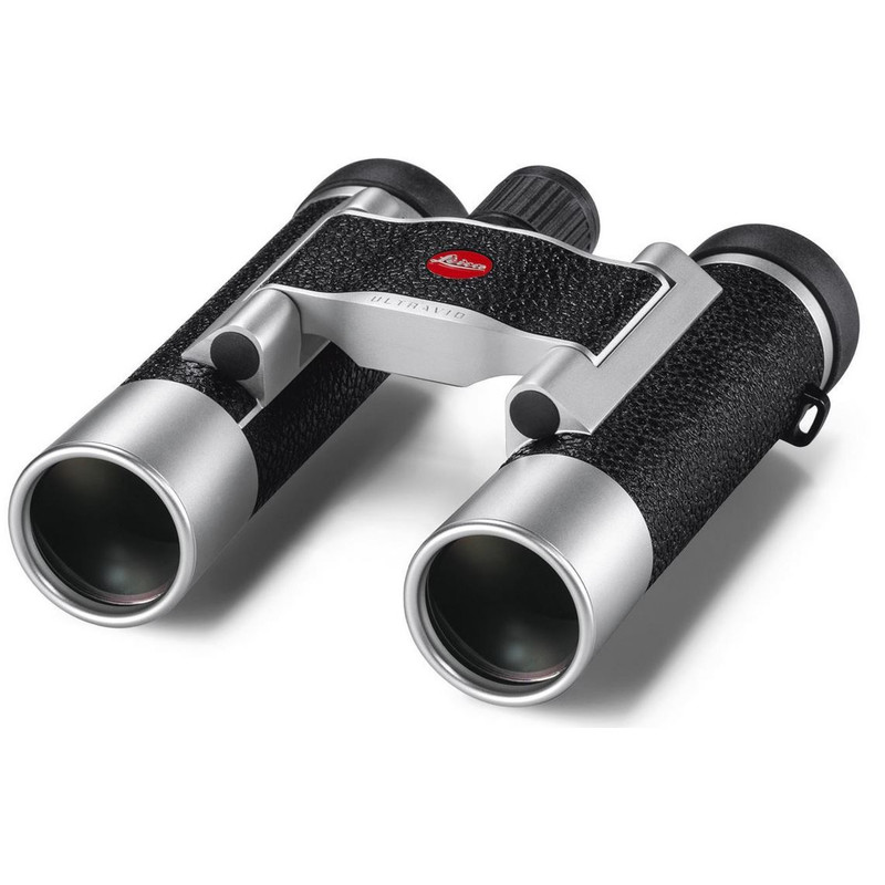 Leica Binoculares Ultravid 10x25 en cuero, de color plateado