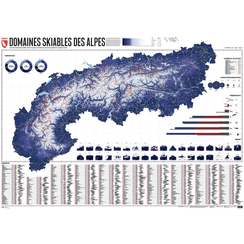 Marmota Maps Mapa regional Map of the Alps with 630 Ski Resorts (French)