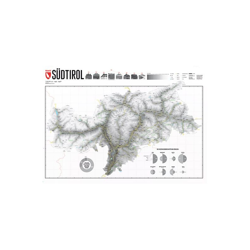 Marmota Maps Mapa del Tirol del Sur Gris