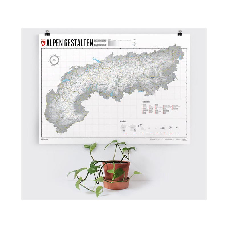 Marmota Maps Mapa regional Diseñar los Alpes (100x70cm)