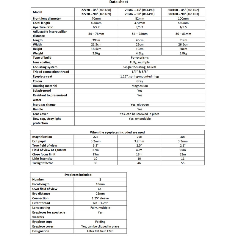 Omegon Binoculares Brightsky 22x70 - 90°