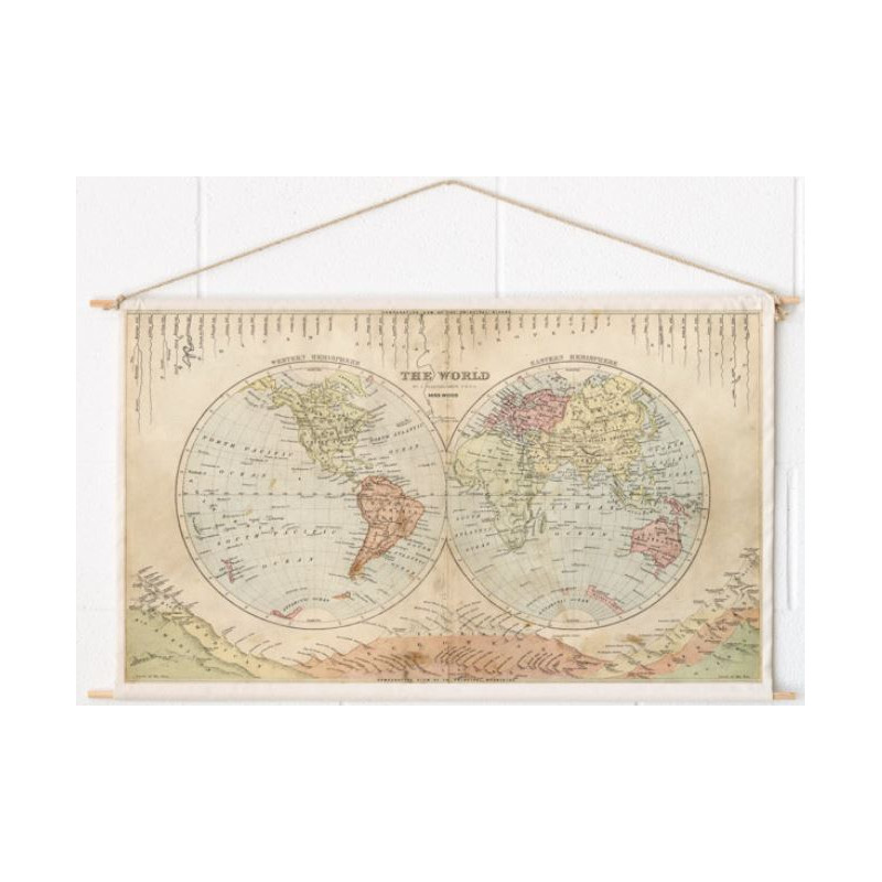 Miss Wood Mapamundi Woody Cotton Map Rivers and Mountains