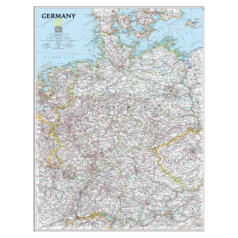 National Geographic Mapa enmarcado de Alemania (plata)